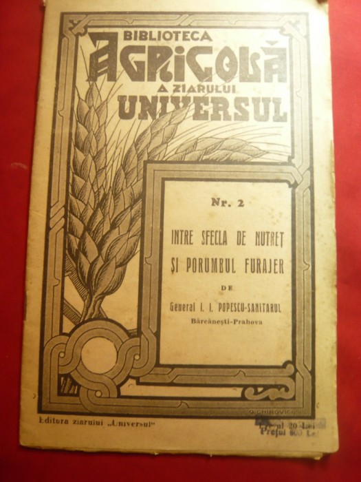 Gen.I.Popescu- Sanitarul -Intre sfecla de nutret si porumbul furajer -Ed.1944