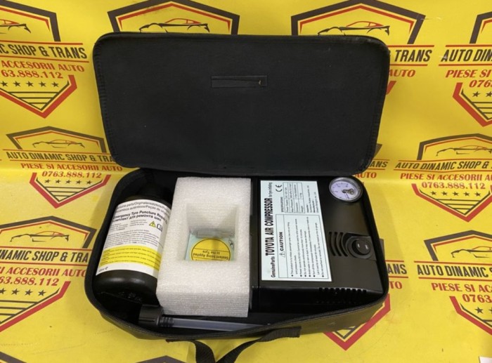 Compresor auto umflat roti kit pana original Toyota 120w cu husă Putere compresor 120 w 12V 10A