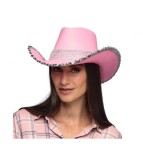Palarie cowboy dama, roz cu pietre argintii (cowgirl)