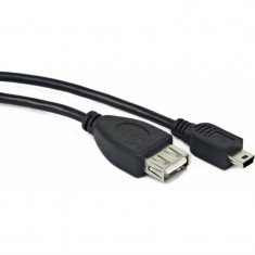 CABLU adaptor OTG GEMBIRD pt. smartphone Mini-USB 2.0 (T) la USB 2.0 (M) 15cm asigura conectarea telef. la o tastatura mouse HUB stick etc. negru &quo