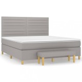 Cumpara ieftin Pat continental cu saltea, gri deschis, 160x200 cm, textil