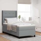 Cumpara ieftin Pat cu arcuri cu perna Manual Gri deschis 200 x 90 cm tesatura