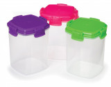 Set 3 cutii alimente plastic colorat Sistema Knick Knack To Go 138 ml