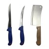 Set cutite profesionale de macelarie, filetat, transat, dezosat, 2 cutite, otel carbon, satar