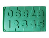 Cumpara ieftin Forma silicon 10 cavitati, Cifre, Acadele din ciocolata sau Acadele din zahar, Verde, 28 cm, 291COF