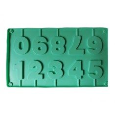 Forma silicon 10 cavitati, Cifre, Acadele din ciocolata sau Acadele din zahar, Verde, 28 cm, 291COF