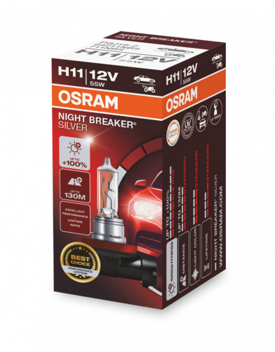 Bec Halogen H11 Osram Night Breaker 100, 55W