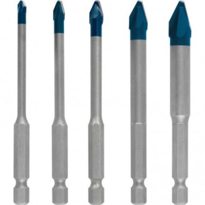 BOSCH Set 5 burghie HEX-9 EXPERT pentru placi ceramice, diametre 5 - 10 mm foto