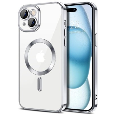 Husa pentru iPhone 15 Plus - Techsuit Luxury Crystal MagSafe - Silver foto