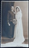 Fotografie tip Carte Postala, Militar cu mireasa sa, 1941