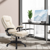 HOMCOM scaun de birou directorial, cu masaj, inaltime reglabila 62x68x111-121cm Bej