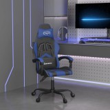 Scaun de gaming pivotant, negru și albastru, piele ecologică