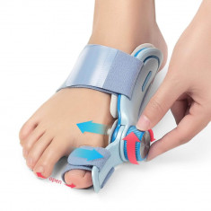 Corrector de monturi pentru femei si barbati, Buton reglabil, Corectie dubla la Hallux Valgus cu tampon de silicon, Pentru ameliorarea durerii la dege