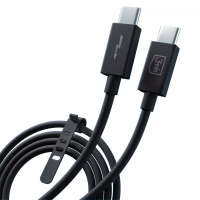Cablu Date si Incarcare USB-C - USB-C 3MK Hyper Thunderbolt, 240W, 1m, Negru foto