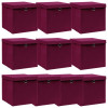 VidaXL Cutii depozitare cu capac 10 buc. roșu &icirc;nchis 32x32x32cm textil