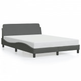 VidaXL Cadru de pat cu tăblie, gri &icirc;nchis, 120x200 cm, textil