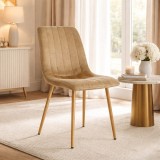 Cumpara ieftin Scaun bucatarie/living, Artool, Lava, catifea maro, picioare metal natur, 45x55x86 cm