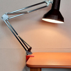 Lampa retro metalica de birou cu 2 brate pivotante, functionala