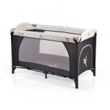 Patut Pliant Moni Star Roz/Gri, 120x60 cm, cu Saltea si Geanta Transport, 0-3 ani, Fete, Tarc Copii