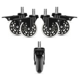 Set 5 Roti pentru scaun de birou tija 11 mm, Kwmobile, Negru, Poliuretan, 55604.01