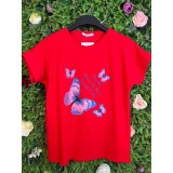 Tricou Rosu din Bumbac cu Imprimeu