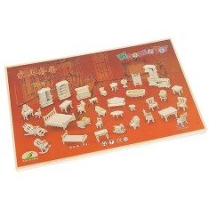 Set 34 piese mobilier din lemn,pentru casuta papusi,asamblare DIY