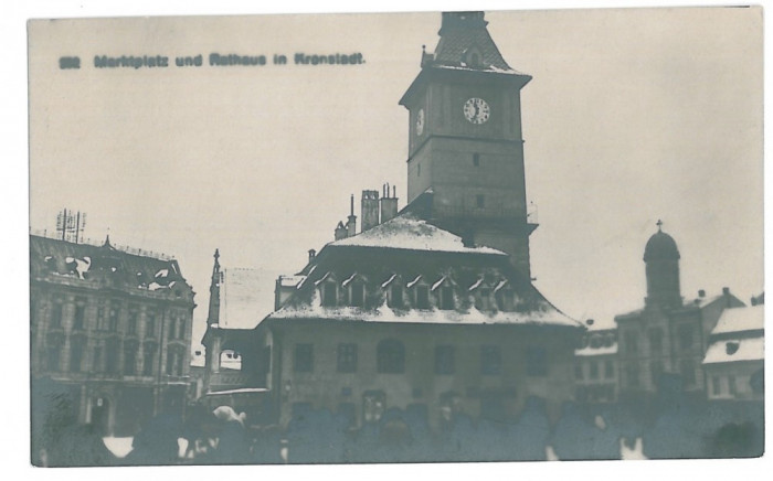 4389 - BRASOV, Hall &amp; Market, Romania - old postcard, real PHOTO - unused