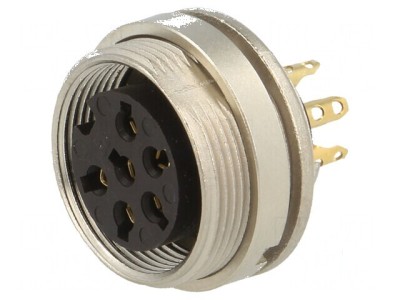 Conector M16 soclu mamă lipire PIN 6 5A 250V IP40 0,75mm2 foto