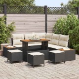 Cumpara ieftin Set de canapele pentru gradina 9 buc. 8-Locuri Negru