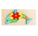 Puzzle din lemn - Delfin - 10 piese | 838 Toys Factory