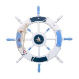 Roata decorativa din MDF, diametru roata 50cm, model carma marina cu plasa, alb/bleu Z-TOOLS / ZTS 8036