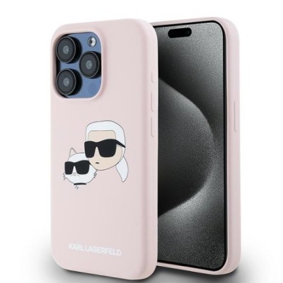 Husa pentru iPhone 15 Pro Max - Karl Lagerfeld Silicone MagSafe (KLHMP15XSKCHPPLP) - Pink Karl&amp;amp;Choupette foto