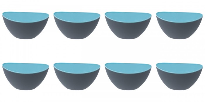 Set boluri, 8 piese, 330 ml, Plastic, Gri