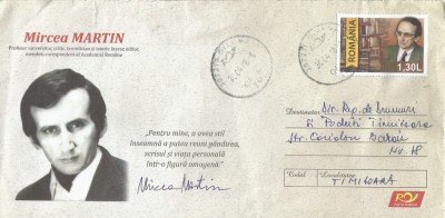 *Romania, Mircea Martin, intreg postal circulat, 2018 foto