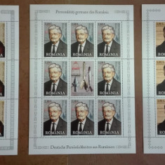 TIMBRE ROMANIA MNH LP1779a/2007PERSONALITATI GERMANE ROMANIA 8 TIMBRE + VINIETA