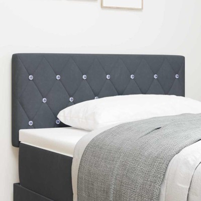 vidaXL Tăblie LED cu lumini cu bandă LED Gri &amp;icirc;nchis 90 cm Catifea 3338048 foto