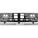 Set 2 bucati, suport numar inmatriculare argintiu Renault