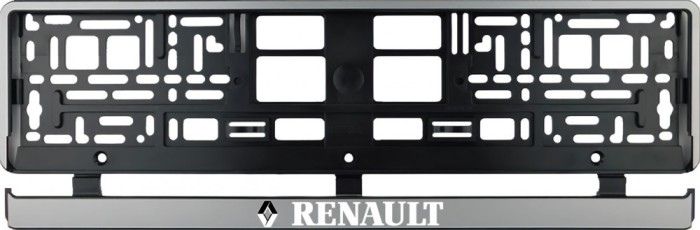 Set 2 bucati, suport numar inmatriculare argintiu Renault