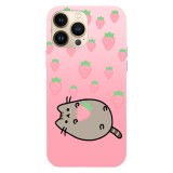 Husa compatibila cu Apple iPhone 15 Pro Max, Viceversa, model Strawberry Pusheen , Silicon, TPU, Transparent, Carcasa