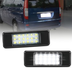 Set 2 Lampi LED Numar Inmatricuare Auto pentru Mercedes Benz Sprinter Vito Viano W639 W906 6500K 18SMD Alb rece 6500K Canbus Fara Eroare AutoREY&reg;