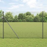 &Icirc;mprejmuire din s&acirc;rmă sudată cu 7 st&acirc;lpi gri 1.6x10 m din oțel