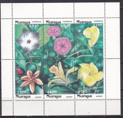 Nicaragua 1985 flori MI 2586-2591 klb. MNH foto