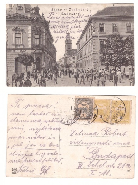 Satu Mare 1906 - Strada Kazinczy, ilustrata circulata Satu Mare 1906 - Strada Kazinczy, ilustrata circulata