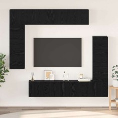 vidaXL Set comodă TV 8 pcs Stejar negru 80 x 30 x 30 cm Lemn compozit