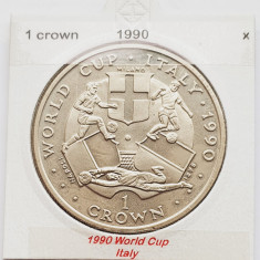 1865 Insula Man 1 crown 1990 Elizabeth II (World Cup - Italy) km 269