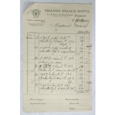 2.CHITANTA ELIBERATA FAMILIEI DOCTORULUI CONSTANTIN DANIEL DE HOTELUL &#039; TRIANON PALACE &#039; DIN PARIS , 1932