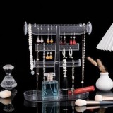 Organizator acrilic transparent pentru bijuterii, cu tava, 23.5x12x27cm, CMCLASS