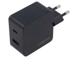 Alimentator pulsatoriu plug-in 3A 45W negru LOGILINK GaN