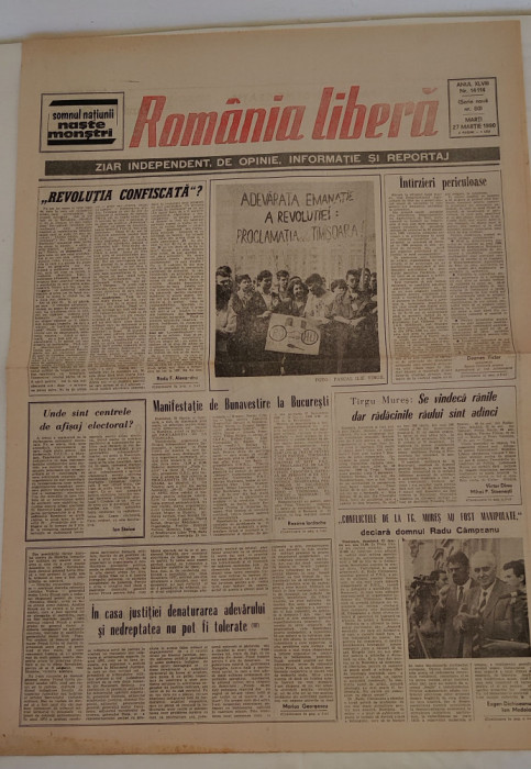 Rom&acirc;nia Liberă (27 martie 1990) serie nouă nr. 80