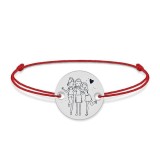 Sisters- Bratara snur personalizata cu banut din argint 925 pentru surori